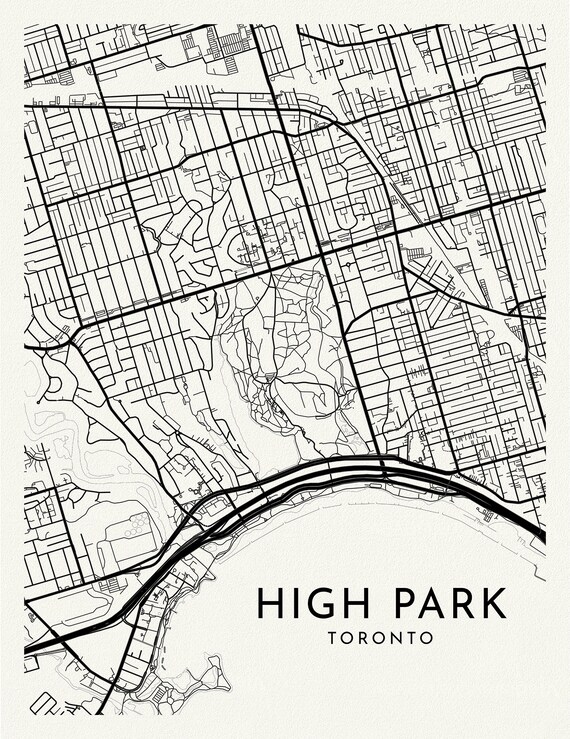 High Park, A Modern Map Ver. II, on durable cotton canvas, 50 x 70 cm, 20 x 25" approx.