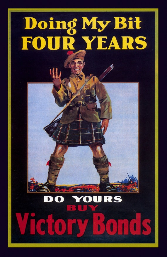 Canada WW I Poster, Buy Victory Bonds Ver.III, on durable cotton canvas, 50 x 70 cm or 20x25" approx.