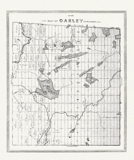 Muskoka-Haliburton, Oakley Township, 1893 , map on heavy cotton canvas, 20 x 25" approx.
