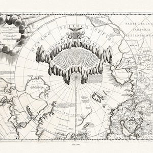 Coronelli, Terre Artiche, 1690, Map printed on to heavy cotton canvas, 22x27in. approx.