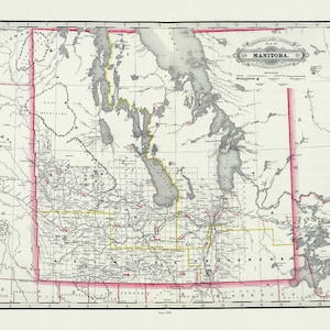 Cram, Manitoba, 1889, mapa na grubym płótnie bawełnianym, ok. 22x27".