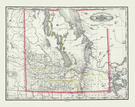 Cram, Manitoba, 1889, map on heavy cotton canvas, 22x27" approx.