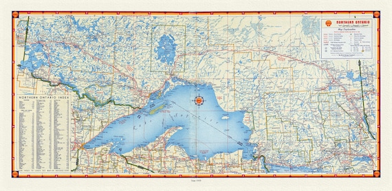 Shell Oil of Canada, Northern Ontario, 1959, Map on canvas, 16 x 27" approx.