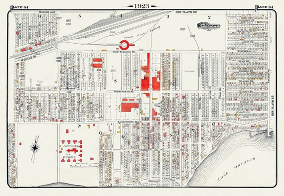 Plate 84, Toronto West, New Toronto, 1923, Map on heavy cotton canvas, 18x27in. approx.