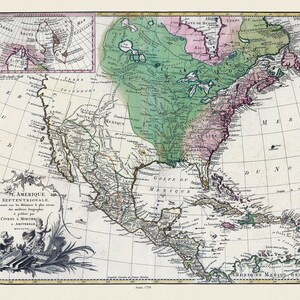 Covens et Mortier, L'Amérique septentrionale, 1759, map on heavy cotton canvas, 22x27" approx.
