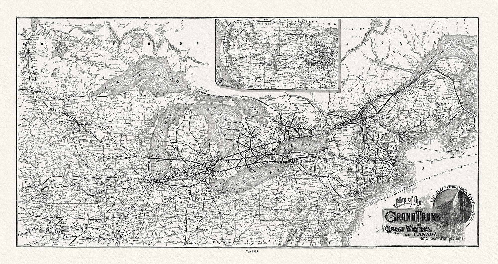 Grand Trunk Railway Map Grand Trunk Railway Company Of Canada 1885 Map On Heavy | Etsy Ireland