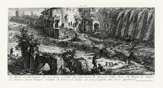 Giovanni Battista Piranesi, Views of Rome, No. XVI, 1748, map on heavy cotton canvas, 22x27" approx.