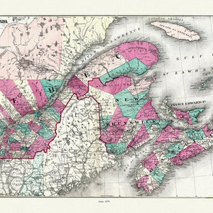 Herrschaft von Kanada. Ostbogen. 1878, Karte auf schwerer Baumwollleinwand, 50x70cm ca.