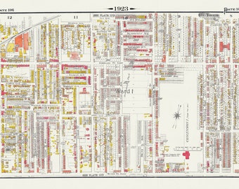 Plate 106, Toronto East, Leslieville and North, 1923, Map on heavy cotton canvas, 18x27in. approx.