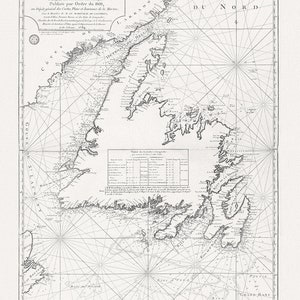 Isle de Terre-Neuve, Lane et Cook, 1784, Karte auf schwerer Baumwollleinwand, 50 x 70 cm, 20 x 25" ca.