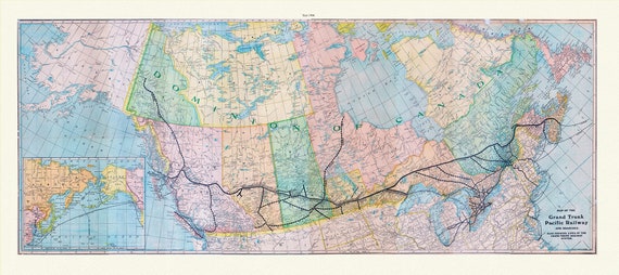 Map of the Grand Trunk Pacific Railway and branches, also showing lines of the Grand Trunk Railway System, 1906, on heavy canvas, 22x27"