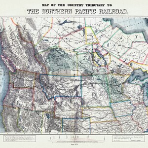 Northern Pacific Railroad, compiled from English, Canadian, and American sources, 1871, map on heavy cotton canvas, 22x27" approx.