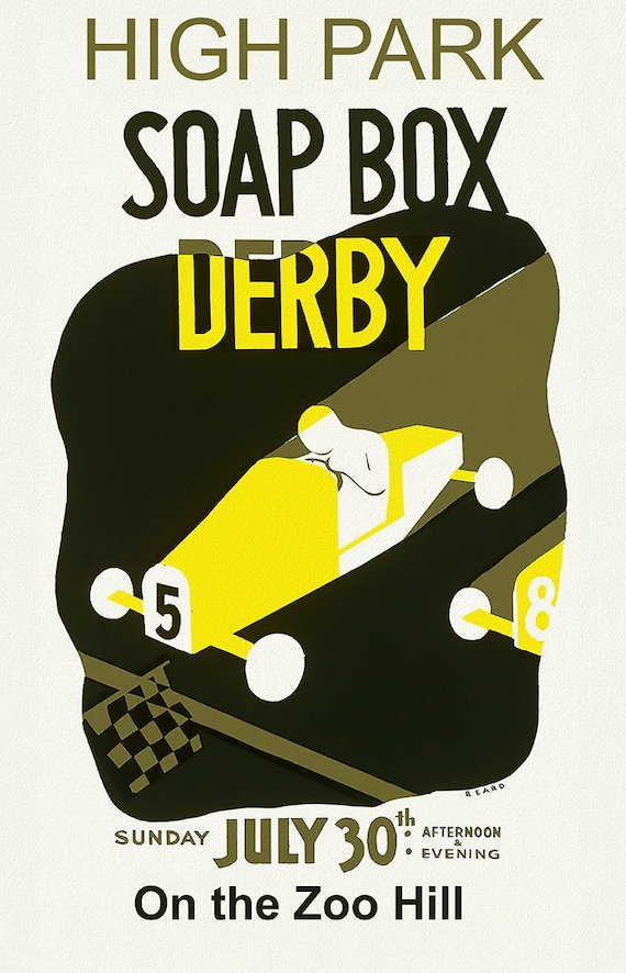 Toronto: High Park Soap Box Derby on the Zoo Hill, vintage poster on canvas, 20 x 25" approx.