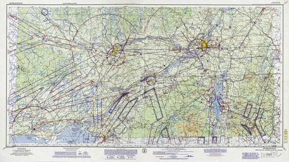 Aeronautical Chart,  Ontario, South Eastern Section, 1962 , map on heavy cotton canvas, 20 x 27" approx.