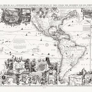 アンリ・シャトラン、書物 VI。 No. 30。117 ページ。Carte tres Curieuse de la Mer du Sud。北と南のシート、1719 年