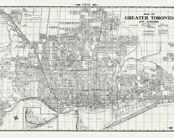 Map of Greater Toronto & Suburbs, 1916 , map on heavy cotton canvas, 22x27&quot; approx.