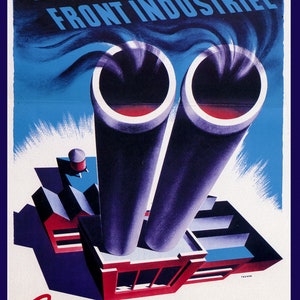 Kanada WW I Poster, L'Artillerie du Front Industriel, 1914, Vintage Kriegsposter auf langlebiger Baumwollleinwand, 50 x 70 cm, 20 x 25" ca.