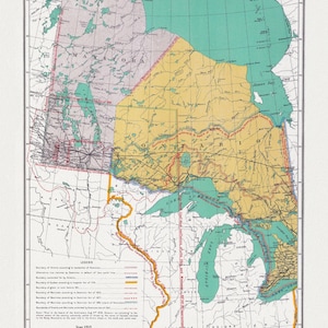 Canada Department of the Interior et Chalifour, Ontario &Manitoba boundary, 1915, mapa sobre lienzo de algodón pesado, 22x27" aprox.