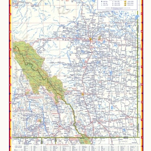 Southern Alberta, Shell Road Map, 1951, Karte auf langlebiger Baumwollleinwand, 50 x 70 cm, 20 x 25" ca.