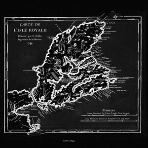 Bellin, Carte de L'isle Royalee, 1744 Ver. BWI, map on durable cotton canvas, 50 x 70 cm, 20 x 25" approx.