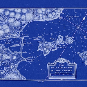 l'Isle St. Pierre,Plan de la rade et port, 1764, Bellin auth., Cyanotype