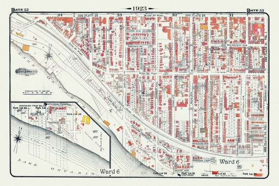 Plate 53, Toronto West, Parkdale South &  West, 1923, Map on heavy cotton canvas, 18x27in. approx.