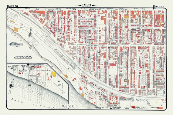 Plate 53, Toronto West, Parkdale South &  West, 1923, Map on heavy cotton canvas, 18x27in. approx.