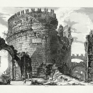 Giovanni Battista Piranesi,  Vedute di Roma, Tomb of Cecilia Metella, c. 1760, map on heavy cotton canvas, 22x27" approx.