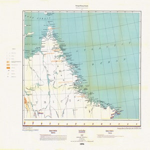 Labrador Halbinsel, NE Sheet, 1896, Karte auf schwerer Baumwollleinwand, 45 x 65 cm, 18 x 24" ca.