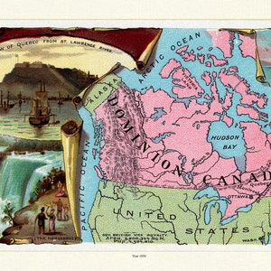 Ilustrowany atlas Arbuckle'a, Kanada, 1890, mapa na grubym płótnie bawełnianym, ok. 22x27".