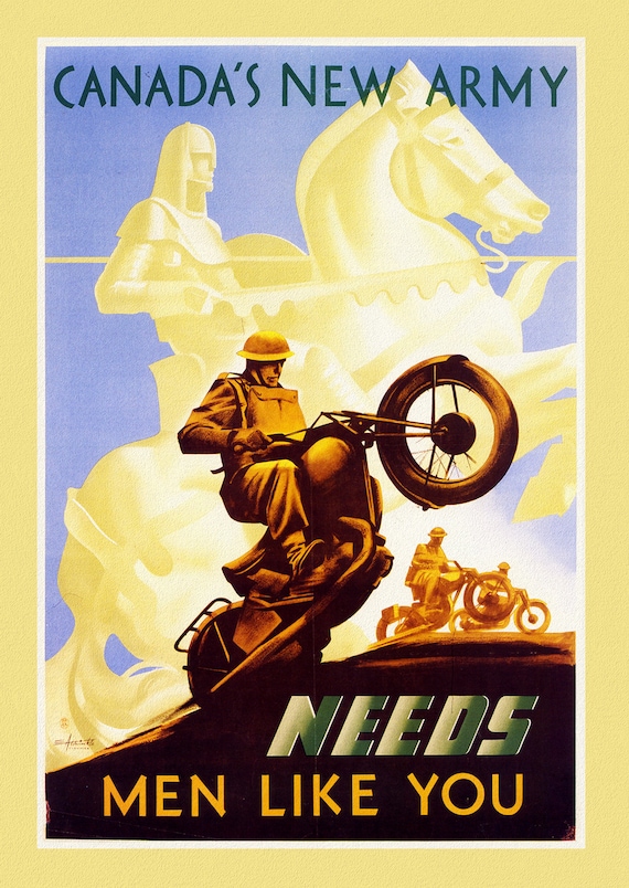 Canada's New Army Needs Men Like You, Canada WW I Poster,