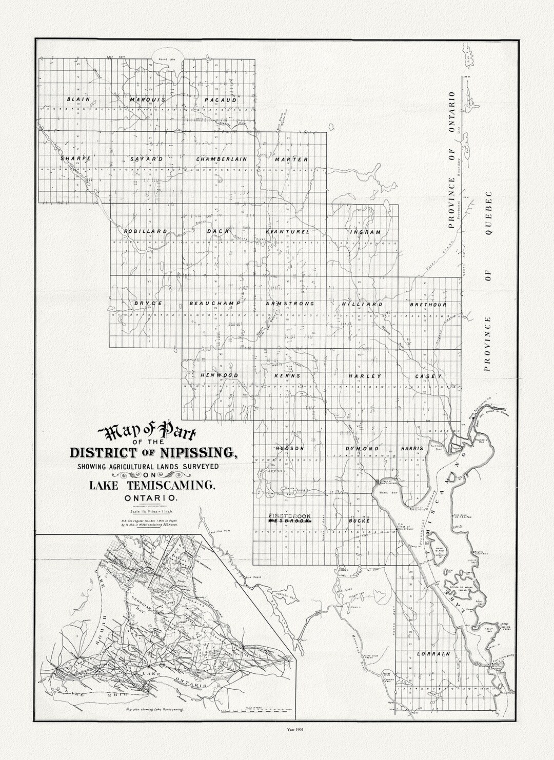 Map of Part of the District of Nipissing Showing Agricultural Lands
