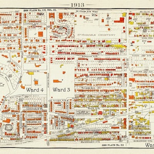 Plaat 38, Toronto Uptown West, Forest Hill South, 1913, kaart op zwaar katoenen doek, ca. 20 x 30"