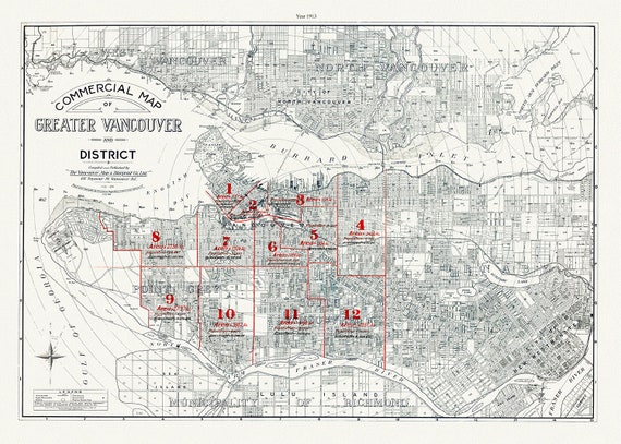 Greater Vancouver, A Commercial Map, 1913, map on heavy cotton canvas, 45 x 65 cm, 18 x 24" approx.