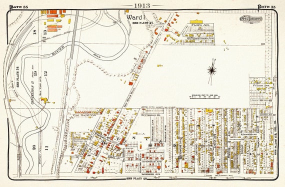 Plate 35, Toronto East, Danforth, Chester Village, 1913, map on heavy cotton canvas, 20 x 30" approx.