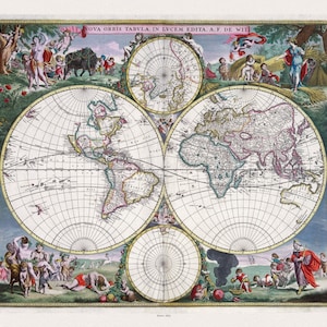 Wit, Nova Orbis Tabula, in Lucem Edita,1682, Map on heavy cotton canvas, 22x27in. approx.
