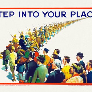 Entrez à votre place! , affiche de guerre vintage sur toile de coton durable, 50 x 70 cm, 20 x 25 » env.
