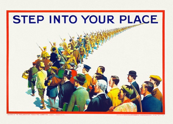 Step Into Your Place! , vintage war poster on durable cotton canvas, 50 x 70 cm, 20 x 25" approx.