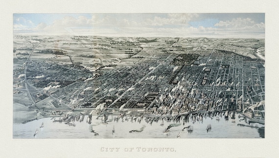 Wesbroom, View of Toronto, 1886, map on heavy cotton canvas, 22x27" approx.