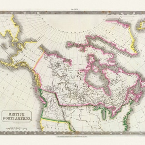 Canada, Hall auth., 1829, carte sur toile de coton lourde, 50 x 70 cm, 20 x 25 » env.