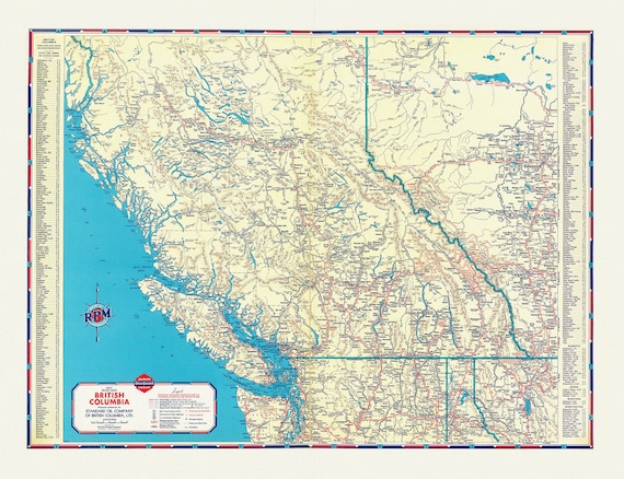 A Road Map of British Columbia, 1937