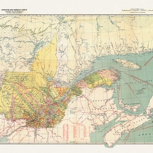 Québec, South Sheet, 1914  , map on durable cotton canvas, 50 x 70 cm, 20 x 25" approx.