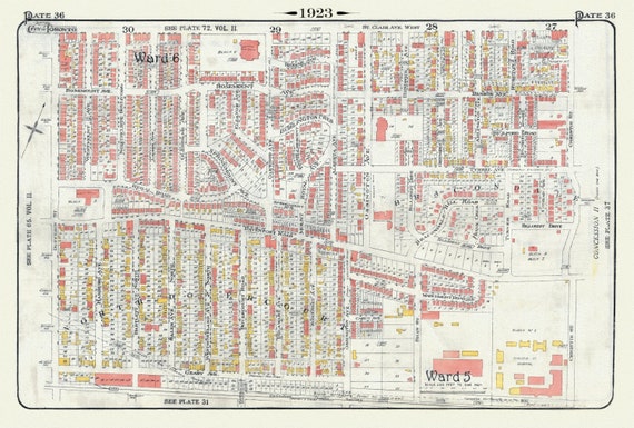 Plate 36, Toronto Northwest, North Dovercourt & Brackondale, 1923, Map on heavy cotton canvas, 18x27in. approx.