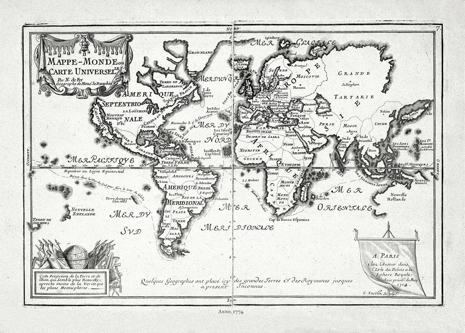 Poster géant intissé Vintage carte du monde - 500 x 280 cm