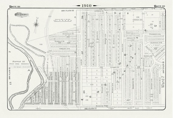 Plate 60, Toronto West, High Park West, Bloor West Village, 1910, map on heavy cotton canvas, 20 x 30" approx.