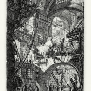Giovanni Battista Piranesi, Le Carceri d'Invenzione, Planche V, 1760, une gravure sur toile de coton épais, 56x70cm environ