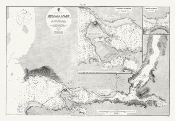 Vancouver, Burrard Inlet, 1893, map on heavy cotton canvas, 45 x 65 cm, 18 x 24" approx.