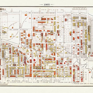 Placa 22, Toronto West, Bloorcourt South e Brockton Village, 1903, mapa em tela de algodão grosso, 20 x 30" ou 50 x 75 cm. aprox.
