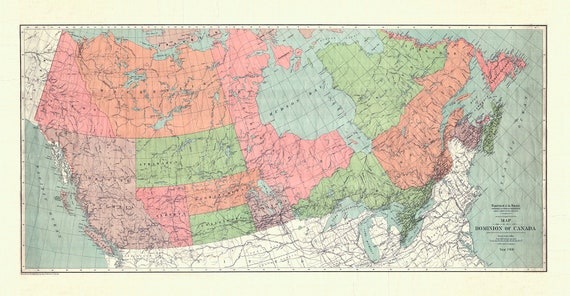 Map of the Dominion of Canada, 1900, on heavy cotton canvas, 20 x 25" approx.