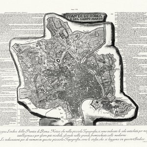 Giovanni Battista Piranesi,  Vedute di Roma, Map Of Rome, Part. 1, 1748, map on heavy cotton canvas, 22x27" approx.